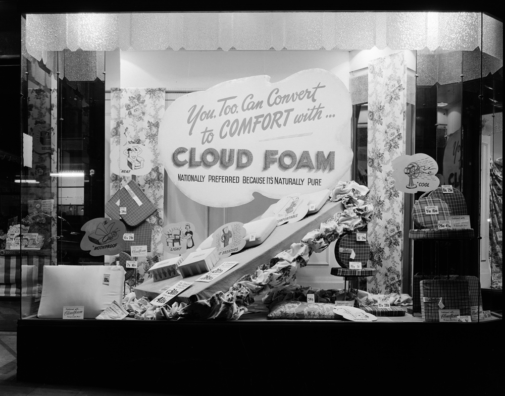 Cribb &amp; Foote Department Store window display for Cloudfoam, Ipswich, early 1950s