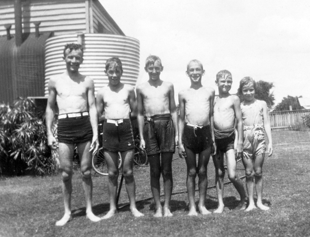 Group of children maybe playing under a hose, Silkstone, Ipswich, 1930s