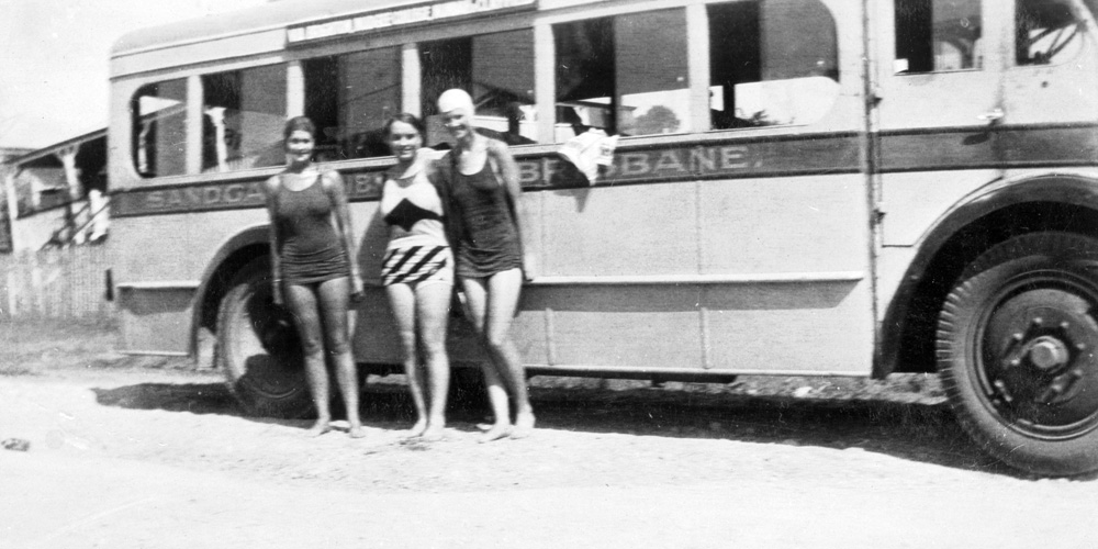 Preparing for the swim race from Booval to Ipswich, 1930s