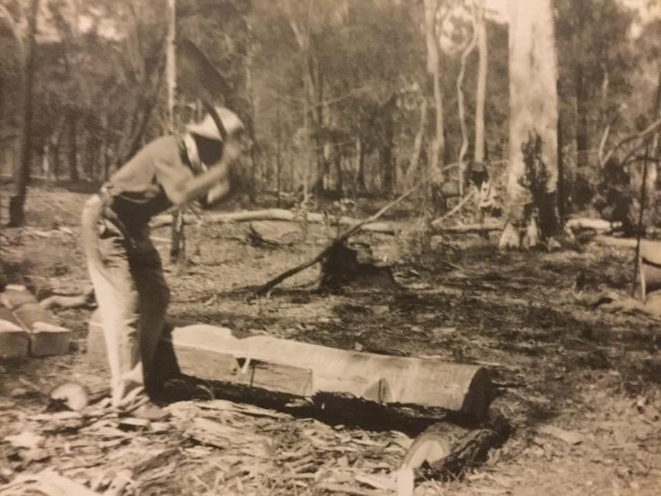 Carl Francis Schmeider chopping timber 