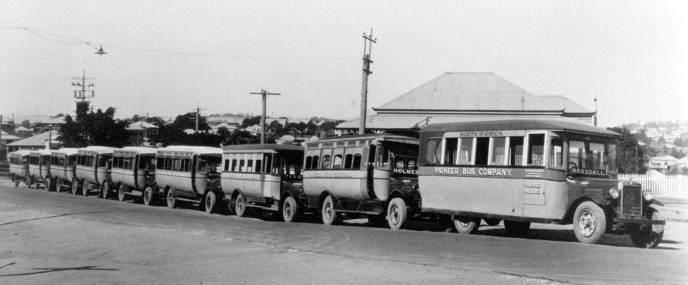 Row of Pioneer Buses at Ipswich, 1930s