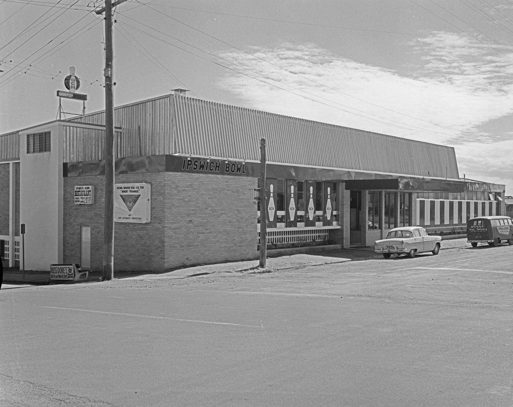 Ipswich Bowling Alley, corner of Brisbane and Thorn Streets, Ipswich, 1963