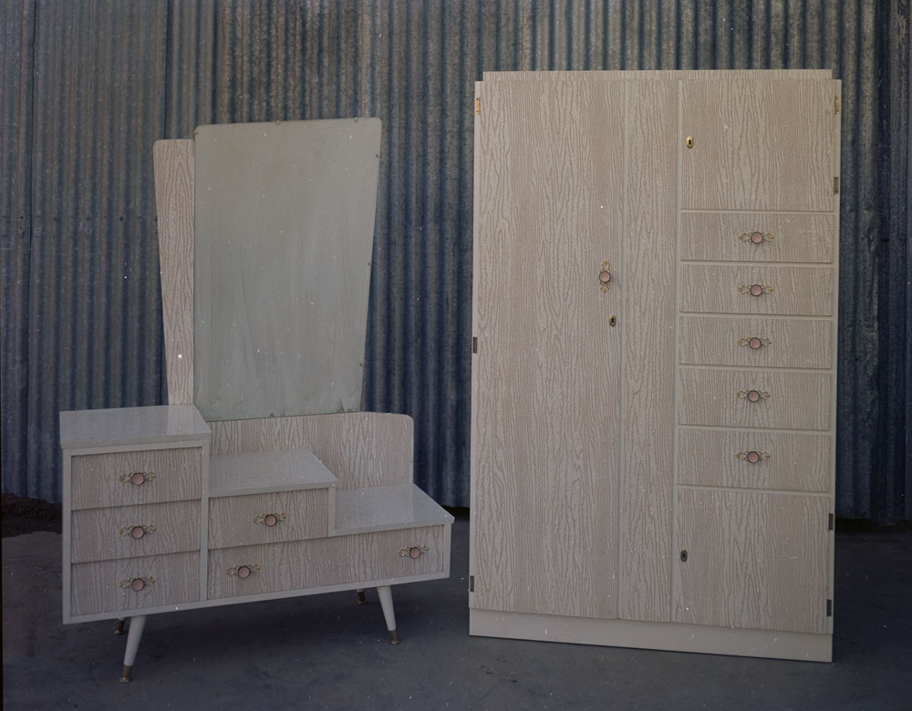 Jordan's Furniture, dressing table and wardrobe, Wulkuraka, Ipswich, 1963