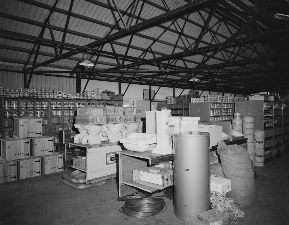 Interior of Mckenzie and Jackson Goodna store, warehouse, Goodna, Ipswich, 1963