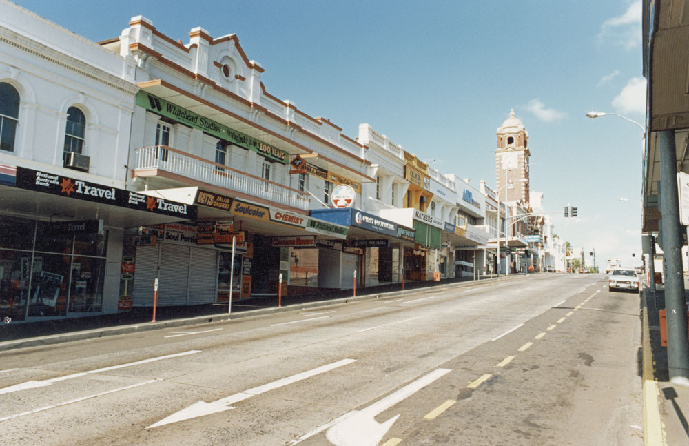 Brisbane Street looking west from East Street, Ipswich, ca1985