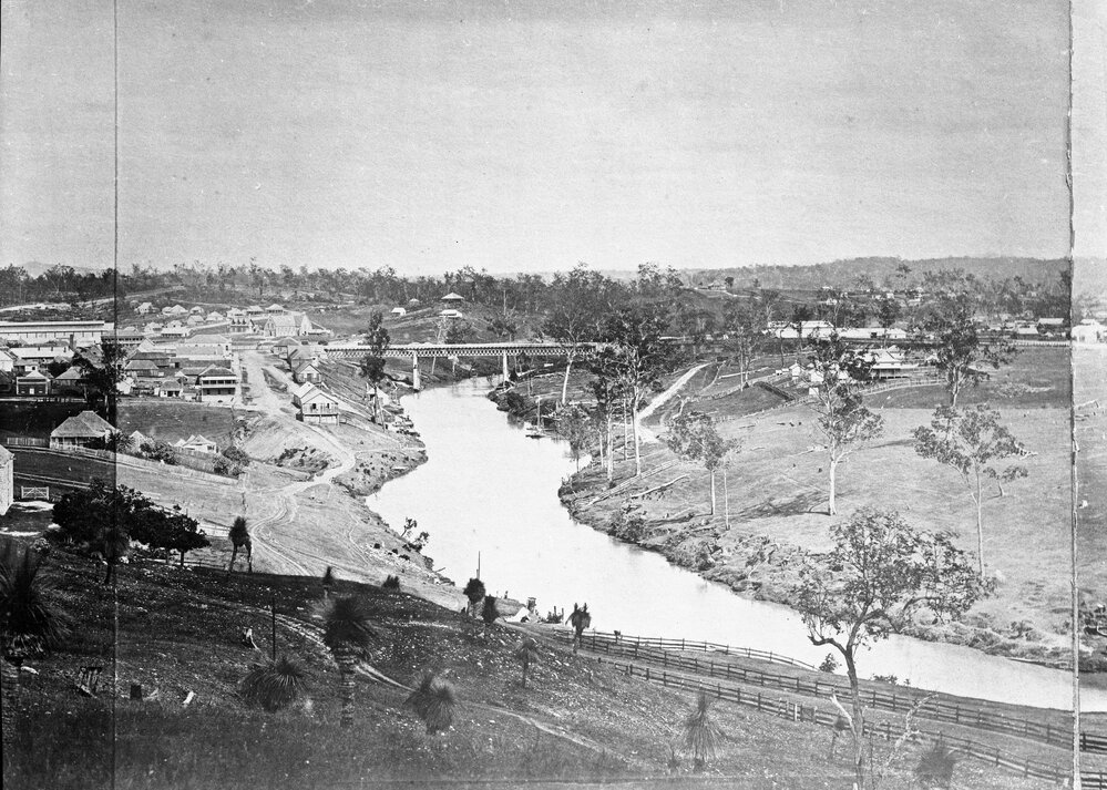 Panorama of Ipswich from Limestone Hill, taken by Poochee, closer detail of third section of panorama, Ipswich, 1865