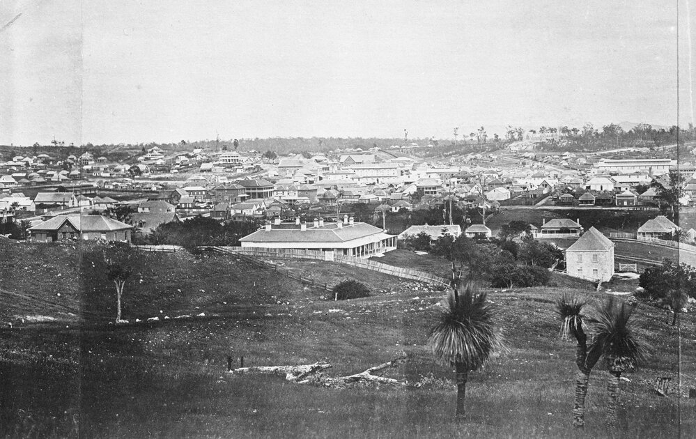 Panorama of Ipswich from Limestone Hill, taken by Poochee, closer detail of second section of panorama, Ipswich, 1865