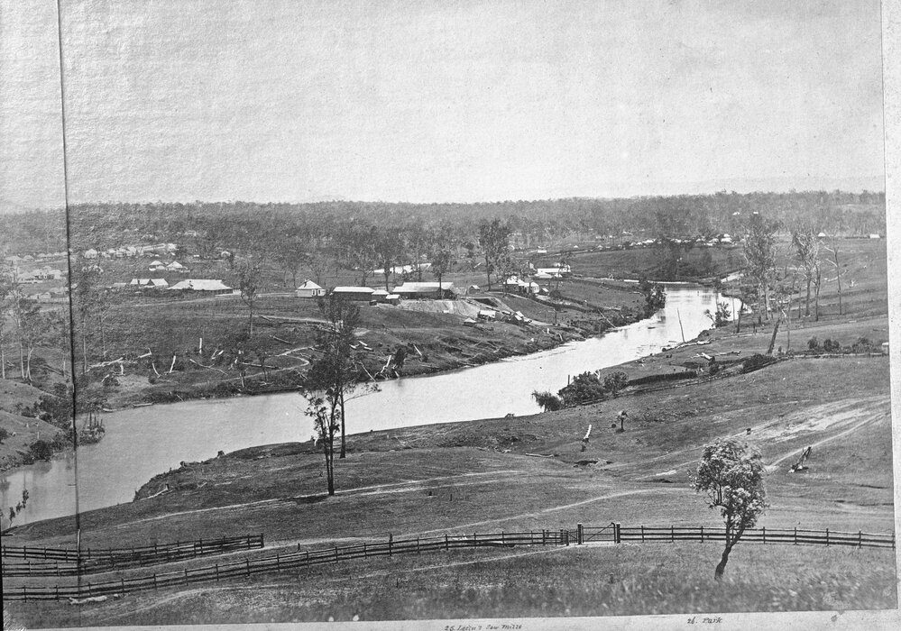 Panorama of Ipswich from Limestone Hill, taken by Poochee, North Ipswich, 1865