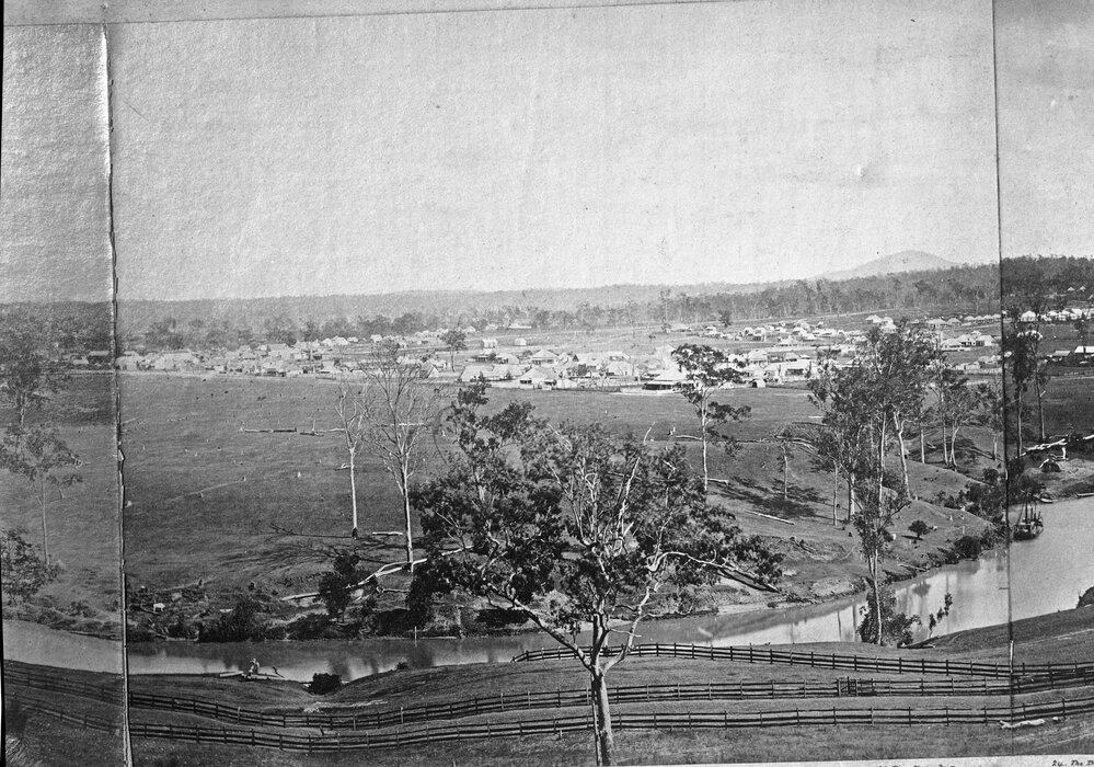 Panorama of Ipswich from Limestone Hill, taken by Pochee, North  Ipswich, 1865
