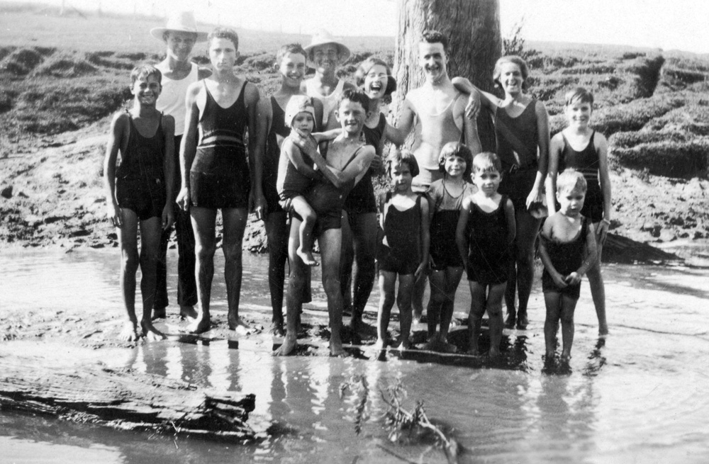 Children in the Bremer River at Basin Pocket, Ipswich, 1933