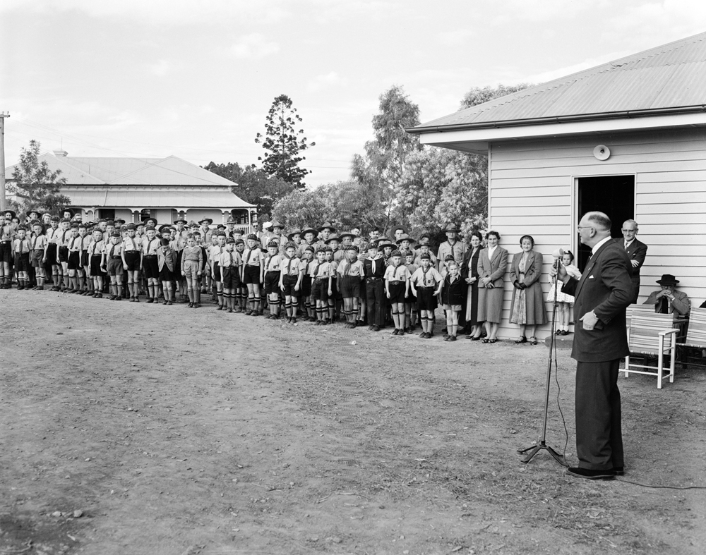 Scout Headquarters, opening ceremony, in Outridge Street, Ipswich, 1956.