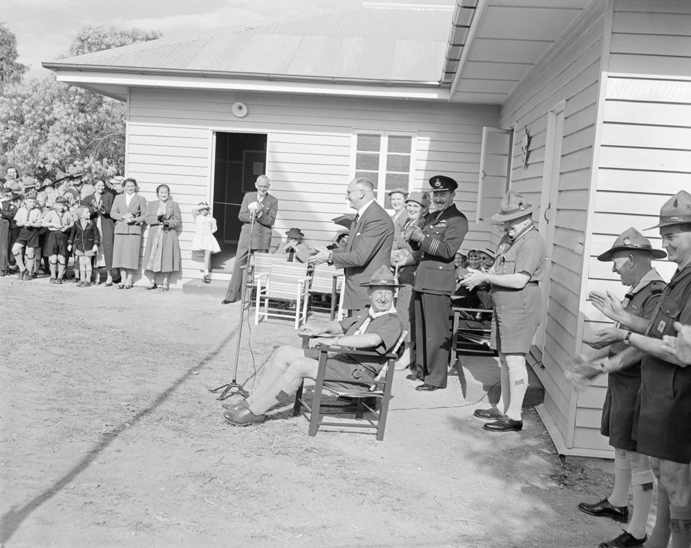 Scout Headquarters, opening ceremony, in Outridge Street, Ipswich, 1956.