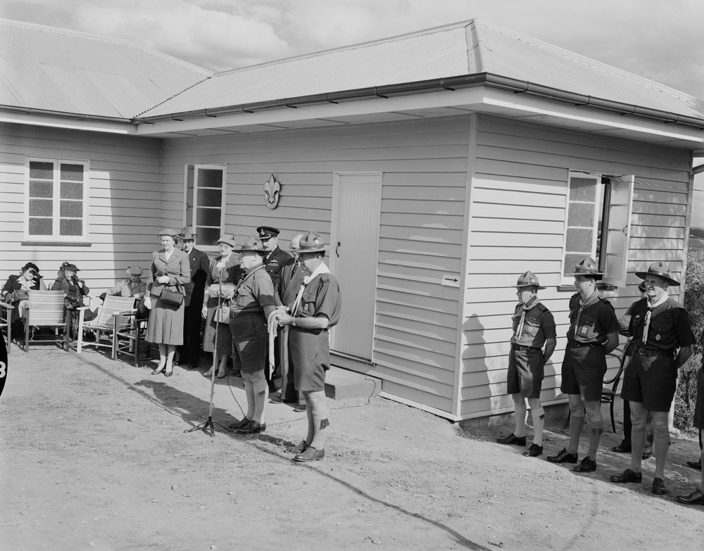Scout Headquarters, opening ceremony, in Outridge Street, Ipswich, 1956.