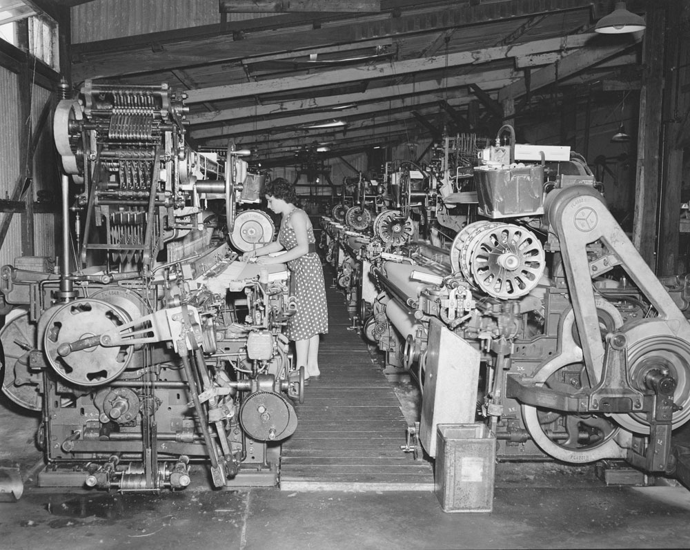 Interior of Ipswich Woollen Company, Joyce Street, East Ipswich, 1956