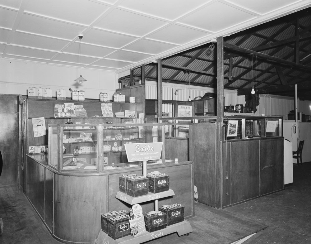 Interior of Peter Whitehead Garage, East Street, Ipswich, 1956
