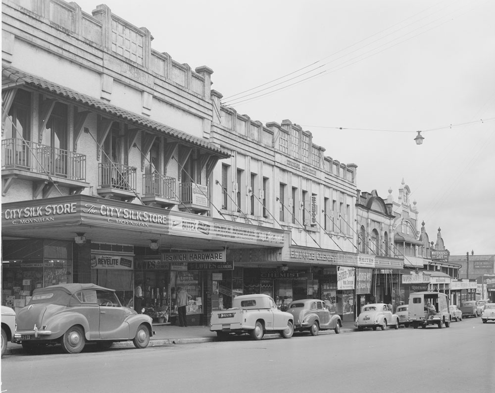 Nicholas Street buildings, looking north, Ipswich, 1956
