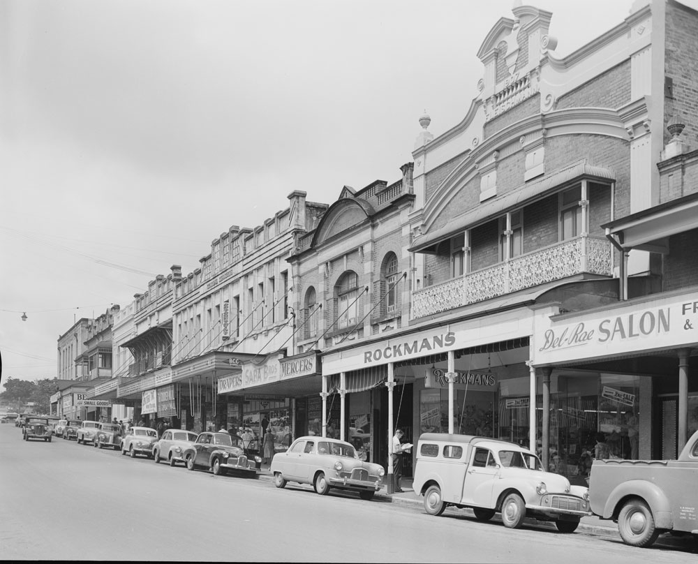 Nicholas Street, looking south towards Brisbane Street, Ipswich, 1956
