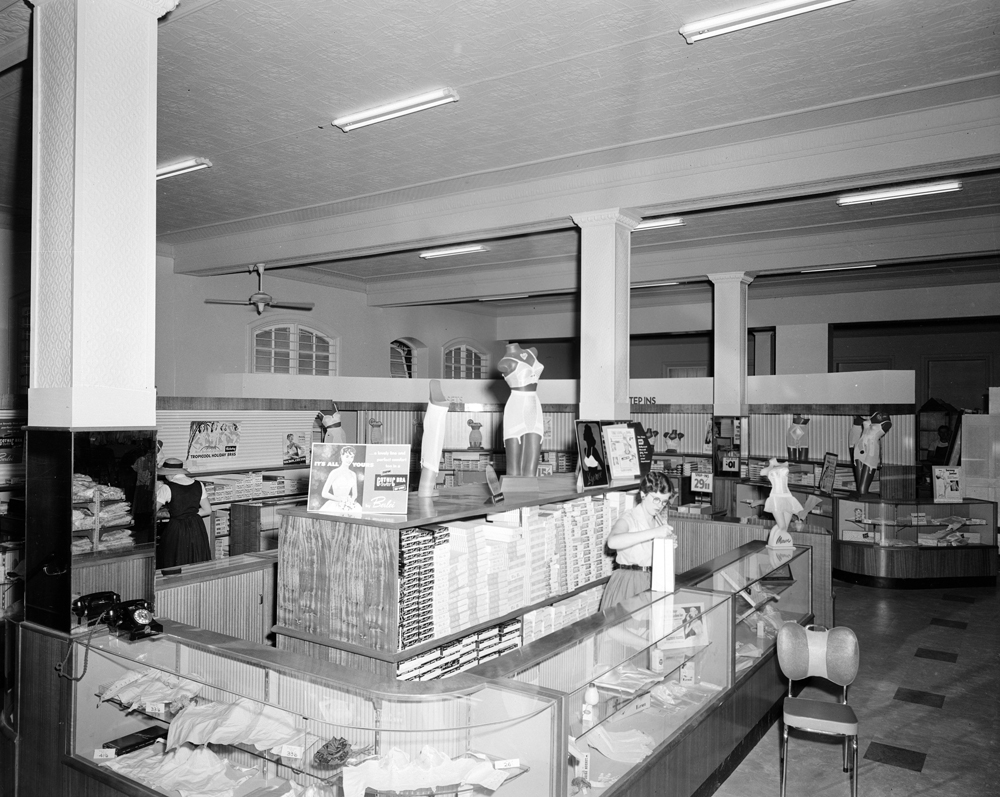 Ladies Lingerie Department, Cribb and Foote,  Brisbane Street, Ipswich, 1957