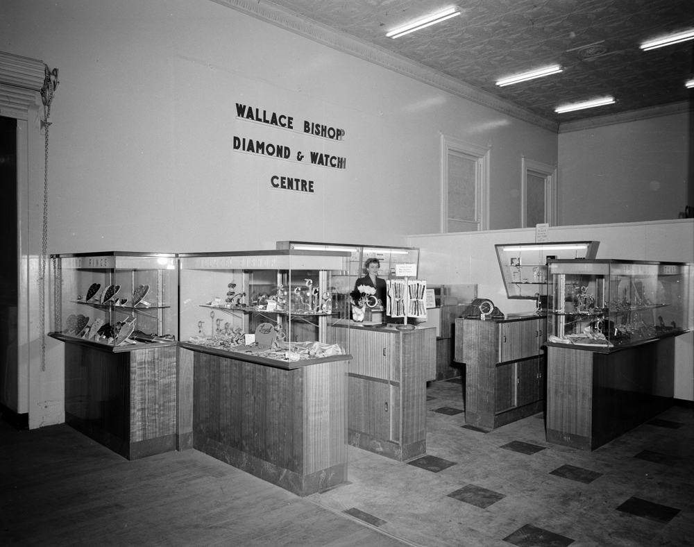 Wallace Bishop Diamond &amp; Watch Centre, Cribb &amp; Foote, Brisbane Street, Ipswich, 1957