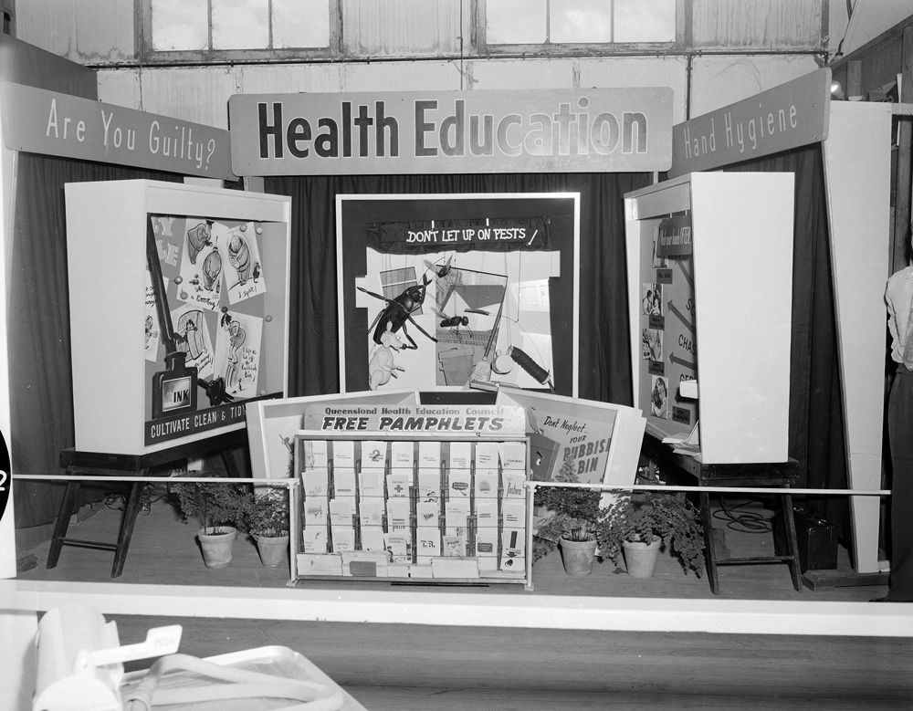 Queensland Health and Educational Council display stand at Ipswich Show, Ipswich, 1957