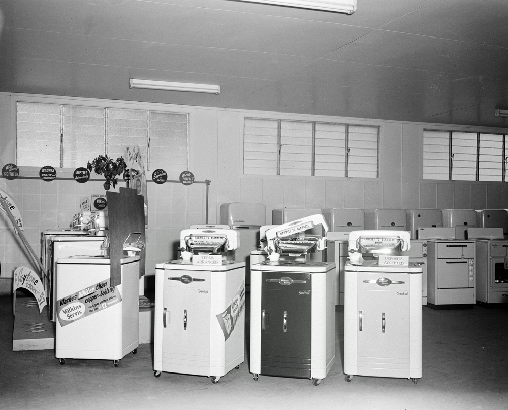 Washing machines display at R T Edwards &amp; Sons, Ipswich, 1957