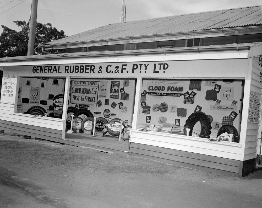 General Rubber &amp; Cribb &amp; Foote Pty. Ltd., Ipswich Show display, Ipswich, 1958
