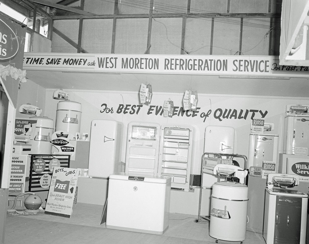West Moreton Refrigeration Service display at Ipswich Show, Ipswich, 1958