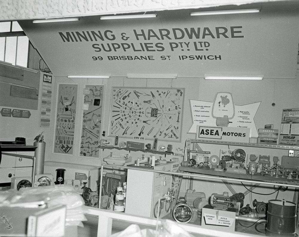 Mining &amp; Hardware Supplies Pty Ltd. display stand at Ipswich Show, Ipswich, 1958