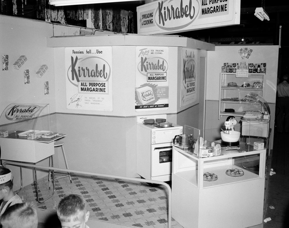 Kirrabel All Purpose Margarine display at the Ipswich Show, Ipswich, 1958