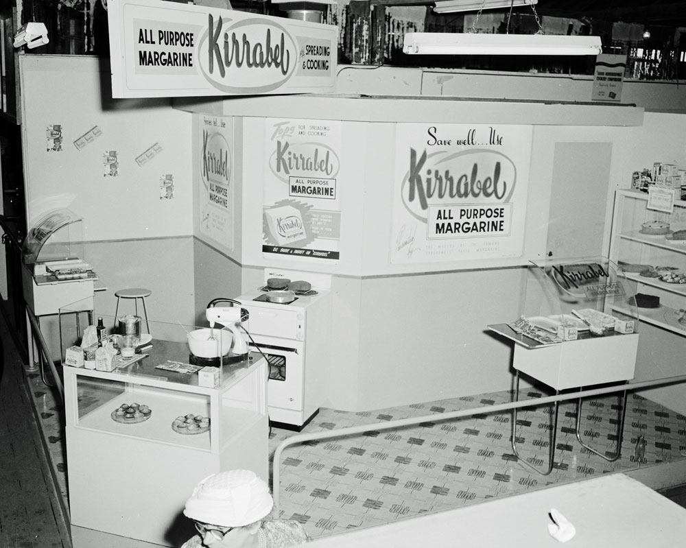 Kirrabel All Purpose Margarine display at the Ipswich Show, Ipswich, 1958