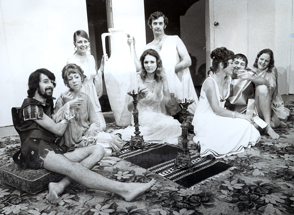 Scene from 'Rape of the Belt' [by] Benn W. Levy, performed by Ipswich Little Theatre, Ipswich, 1973