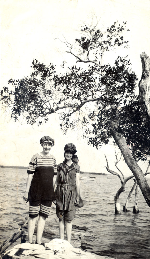 Ivy Campbell with her cousin, Queenie Jones, holidaying at Toorbul Point (currently Sandstone Point 2016), Queensland, 1919