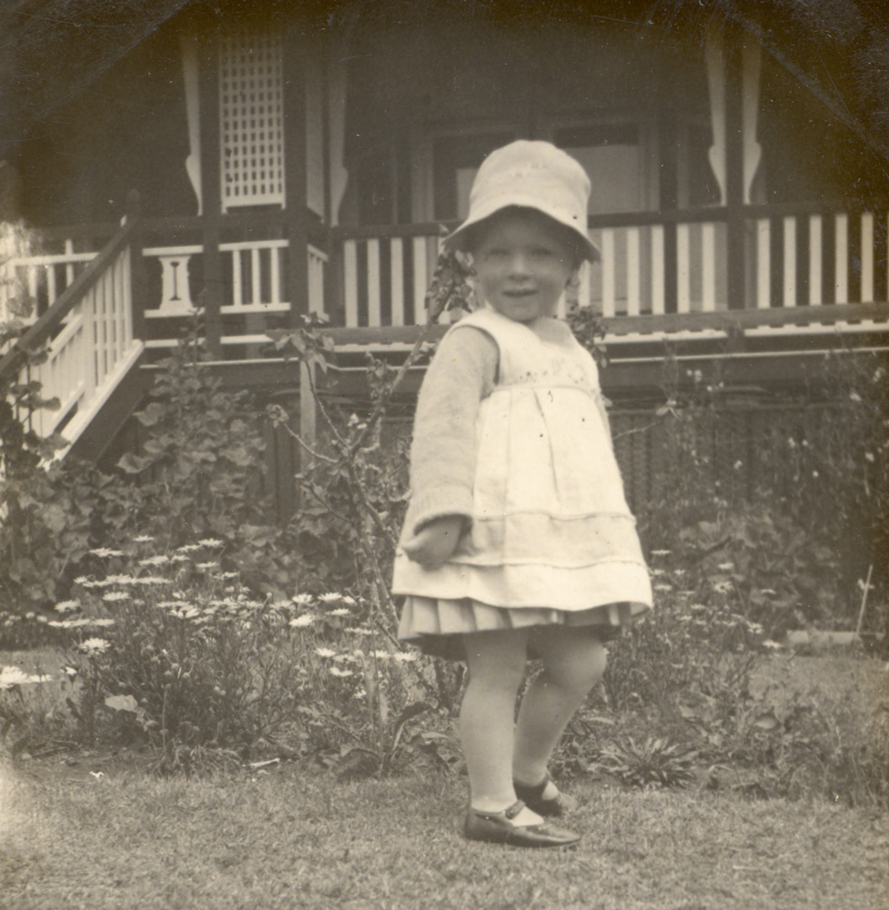 Elspeth Cameron at the family home at 49 Salisbury Road, Eastern Heights, Ipswich,  1938