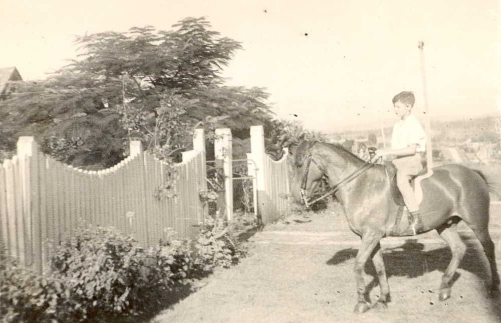 Donald Cameron with his pony, 1940s