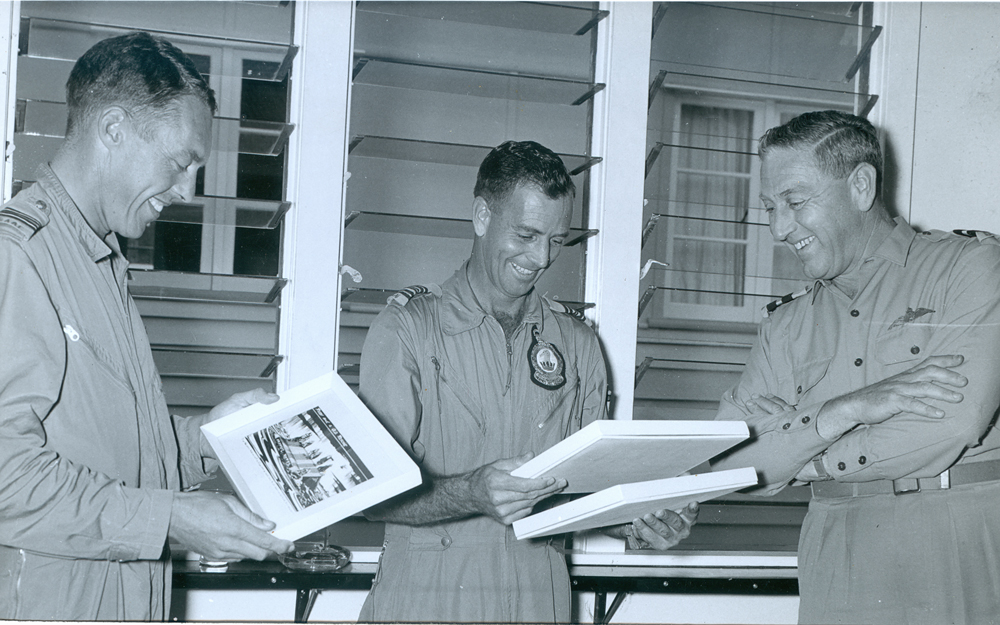 Air Commodore Garrison and RAAF personnel at Amberley Air Force Base, Ipswich, 1963