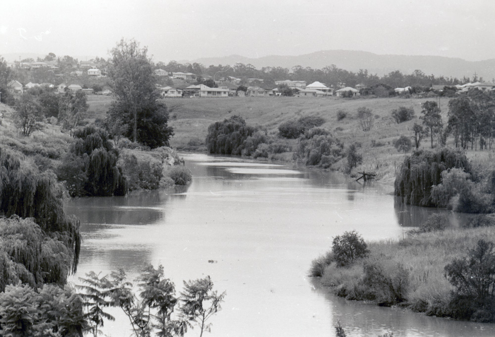Bremer River towards Tivoli Hill, in the 1940s