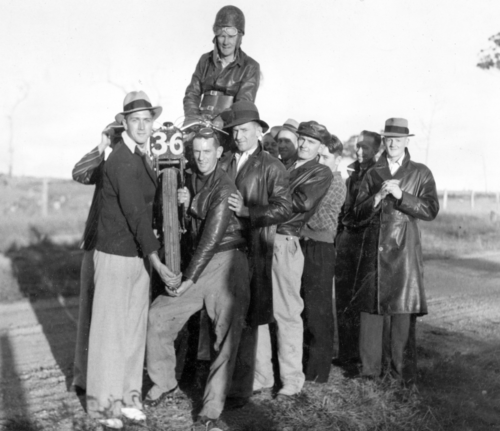 George Reid being chaired after win in Telegraph Road Race, Ipswich,  c.1940s