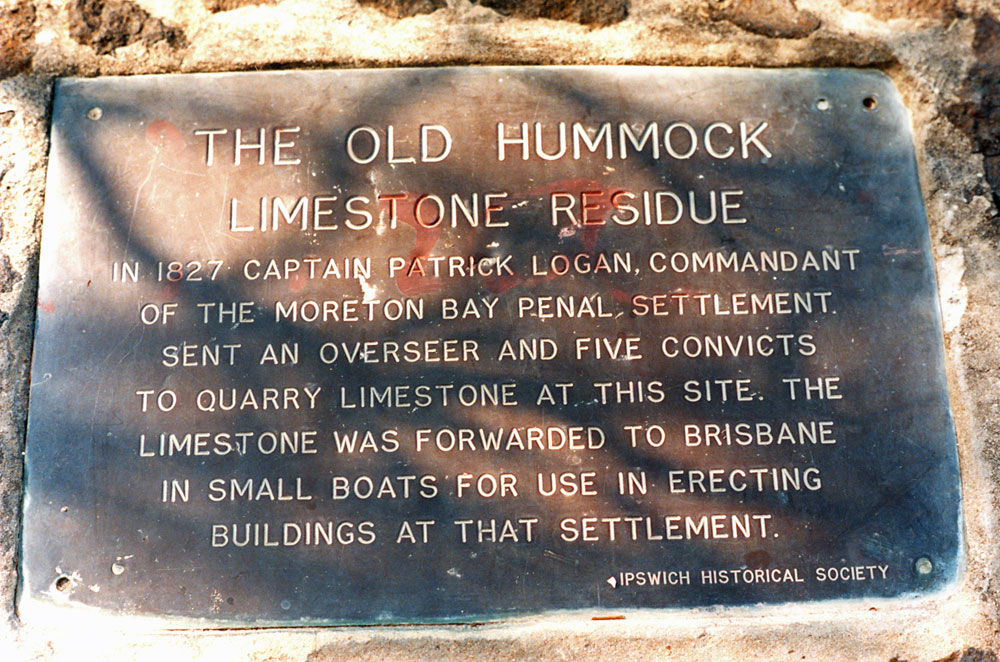 Hummock plaque on Cunninghams Hill, Ipswich, 1991