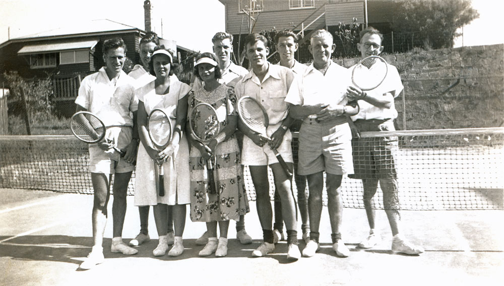 Members of St Andrew's Presbyterian Church Tennis Club, North Ipswich, c. 1955