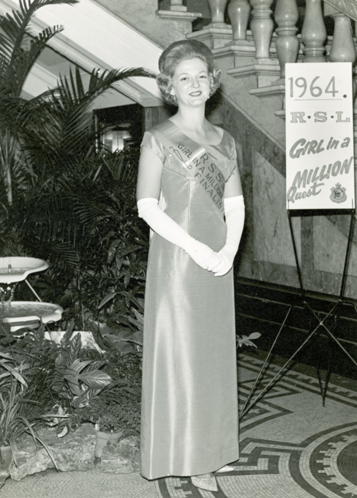 Beverley Hitchcock, finalist in the RSL 'Girl in a Million' quest, Ipswich, 1964