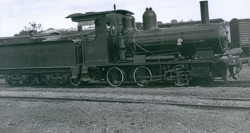 Wood burning steam locomotive, Ipswich Railway Workshops, North Ipswich, early 1960s