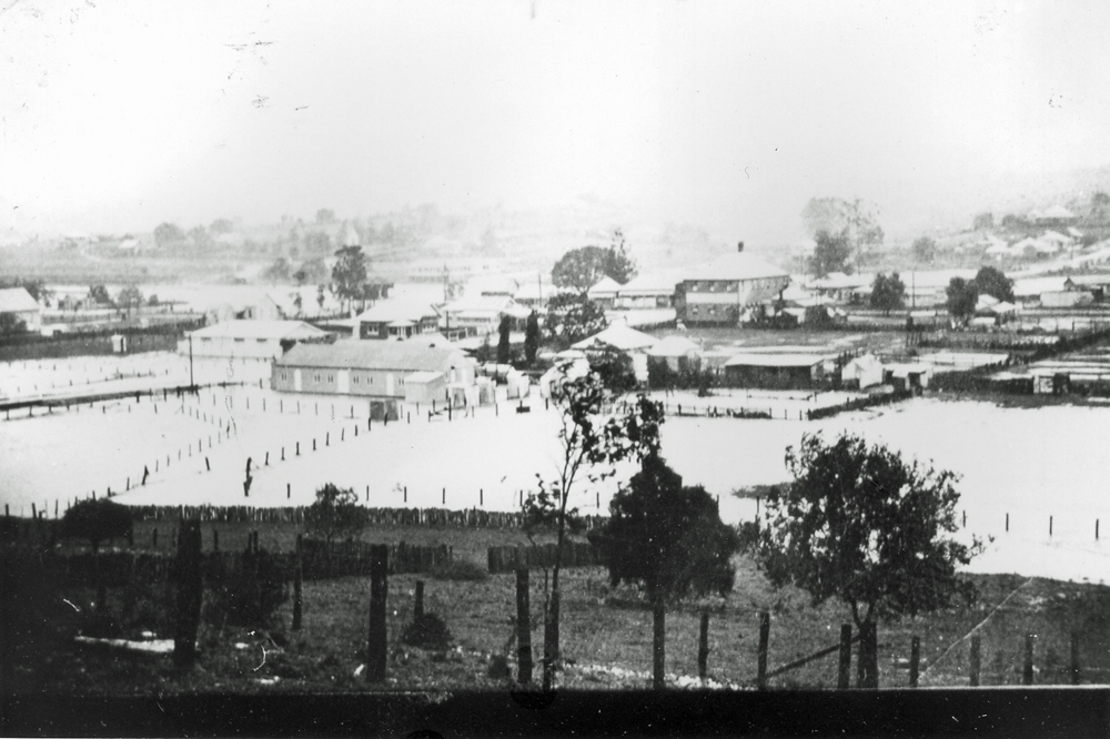 Panoramic view of Marburg in flood, Marburg, Ipswich, 1931
