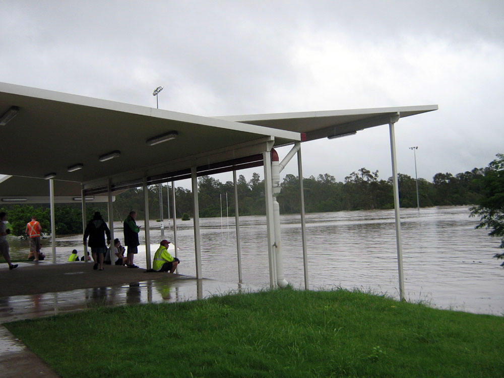 Flood waters on Jim Finimore Park, Old Toowoomba Road, Leichhardt, Ipswich, 2011