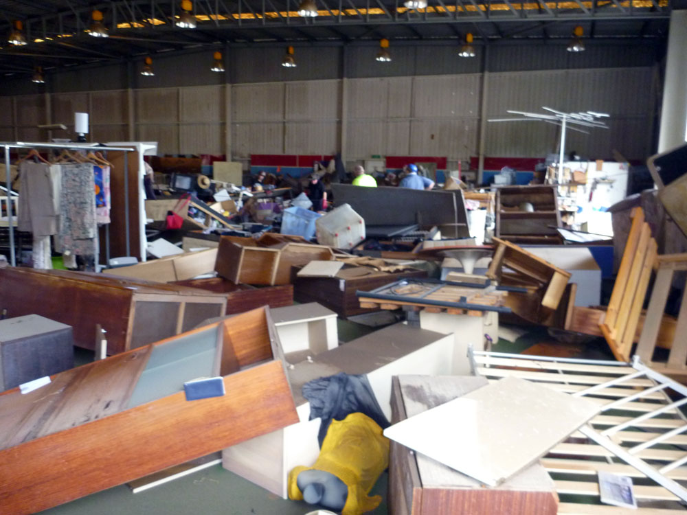 Flood damage in the Salvation Army store at Bundamba, Ipswich, 2011