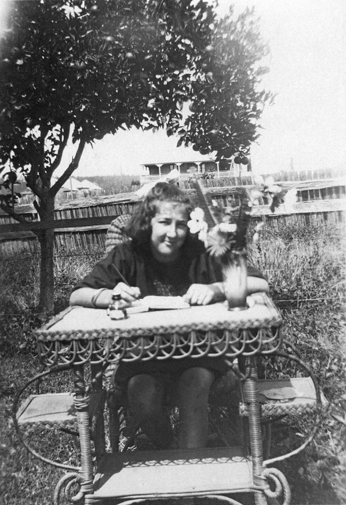 Maggie (Margaret) Dobbie, at her home at 43 Stafford Street, Booval, Ipswich, 1920s