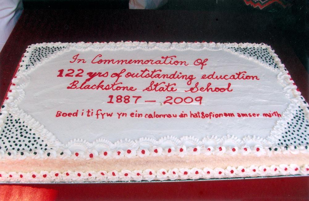 Cake celebrating 122 years at Blackstone State School, Blackstone, Ipswich, 2009