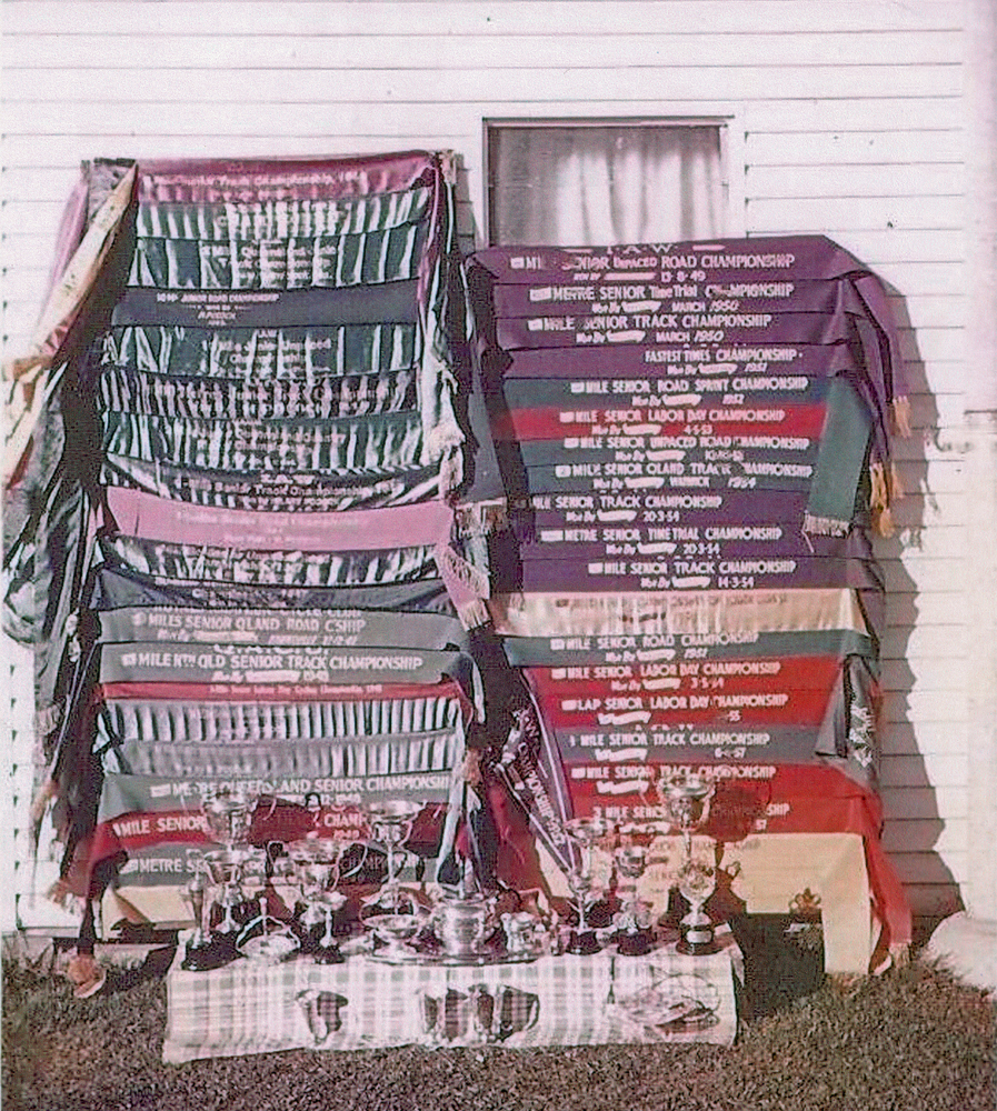 Trophies won by Hilary Pocock, an Ipswich cyclist, between 1944 and 1957