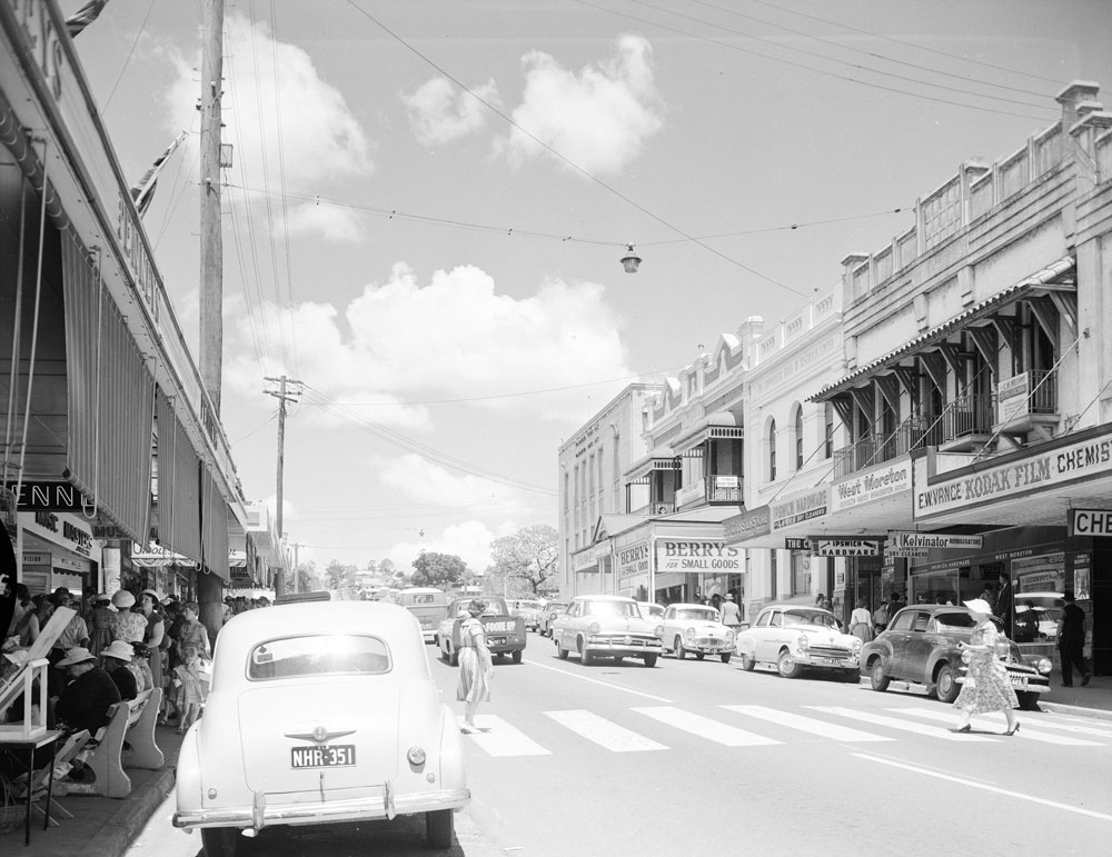 Nicholas Street towards Brisbane Street, Ipswich, 1959