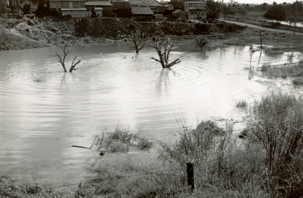 Flooding from East Street, Ipswich, towards Scott's Electrical Works in Wharf Street, during c.1947