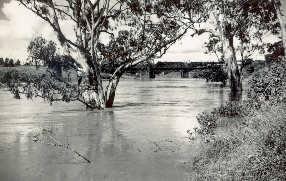 Town Bridge, Ipswich, during flooding,1947